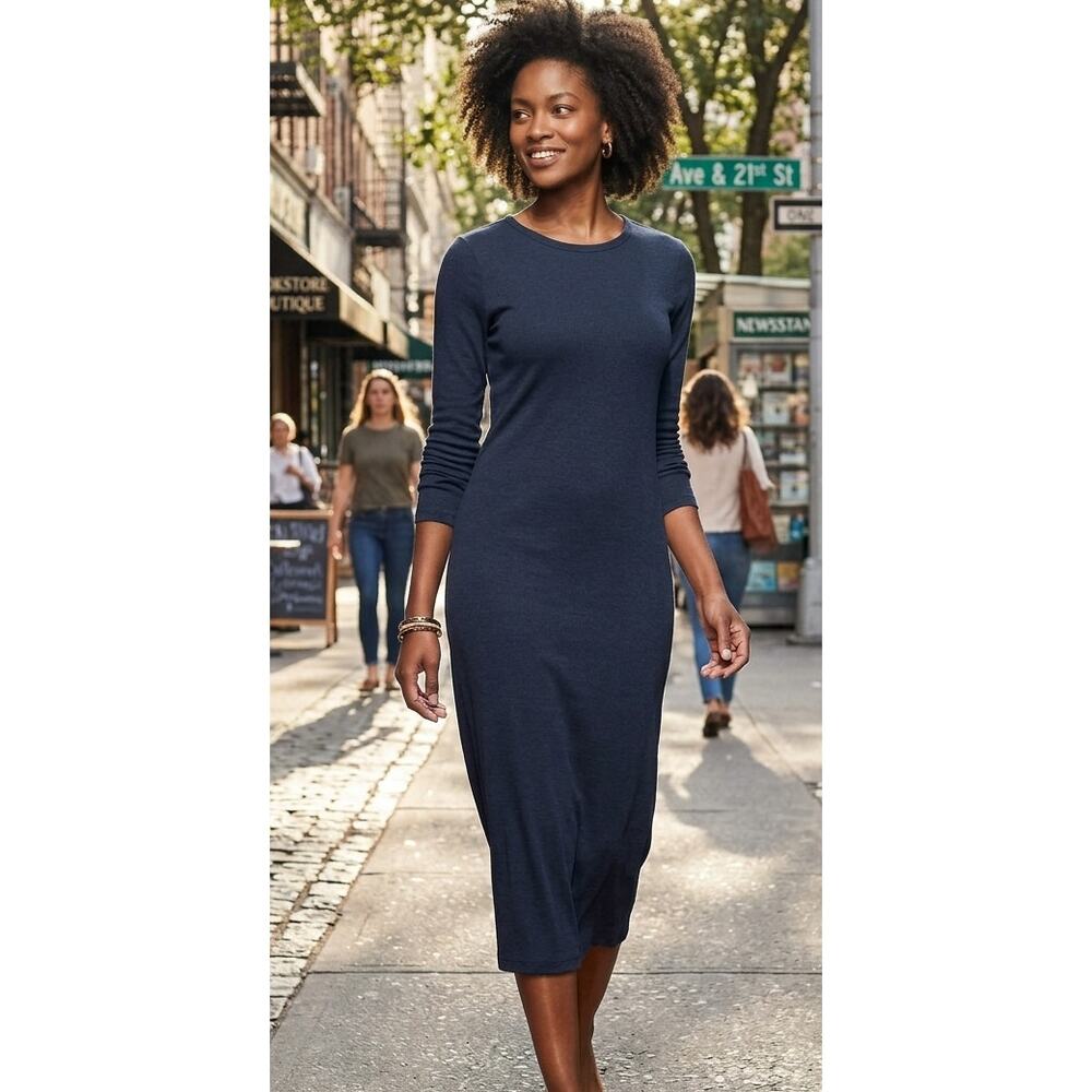 Old Navy Long Sleeve Blue Tshirt Maxi Dress Size Large